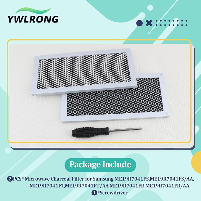 2PCS Microwave Charcoal Filter Compatible with Samsung ME19R7041FS,ME19R7041FS/AA, ME19R7041FT,ME19R7041FT/AA, ME19R7041FB,ME19R7041FB/AA Accessories Replacement