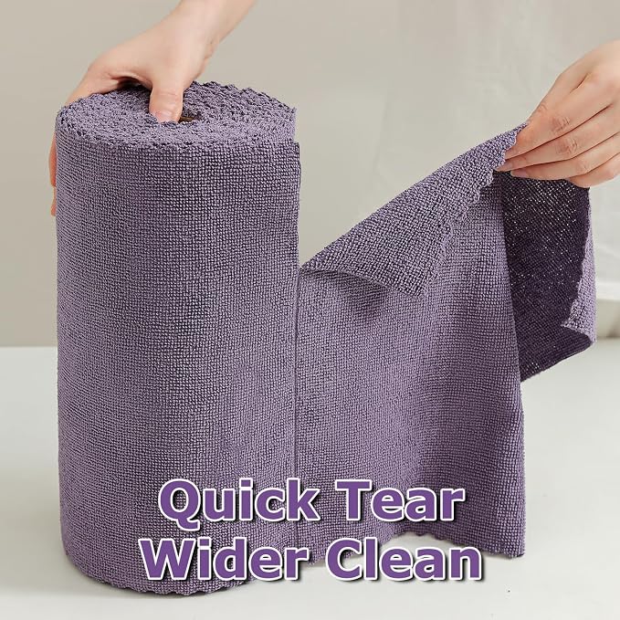 Jessy Home 80 Pack Microfiber Cleaning Cloth Roll Reusable Paper Towels 12"x12" Tear Away Cloth, Microfiber Towels for Cars, Wash Cloths, Lint Free Rags for House, Kitchen,Window,Cleaning Supplies