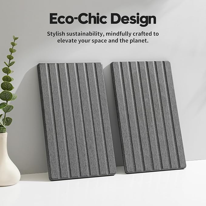 Razborci 2PCS Water Absorbing Stone Drying Tray Mat for Bathroom Sink & Kitchen Counter Organizer, Quick Dry Dish Soap Dispenser Sponge Holder, Vanity Sink Caddy, Coaster, Dark Gray - 10" x 6"