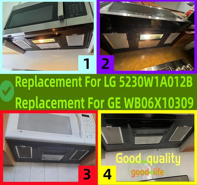 Microwave Grease Filter Compatible with LG LMH2235ST LMHM2237BD LMHM2237ST.5230W1A012B,55230W1A012C,for GE WB06X10309 WB06X10359 Microwave Filter Replacement （2 Pack）