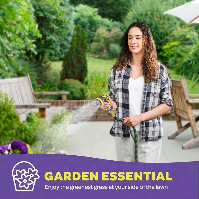 Hose Nozzle [Yellow] Heavy Duty Hose Sprayer With 10 Adjustable Watering Patterns. Thumb Control Design, Comfortable Ergonomic Grip, Garden Hose Nozzle for Watering Plants & Lawns/Fun showers/Cleaning
