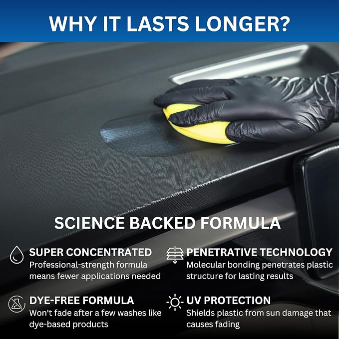 The Pro Stuff® Black Plastic Restorer & Multi-Surface Car Detailer - Back to Black Trim Restorer for Interior & Exterior, No Residue