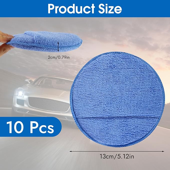 10 Pack Wax Applicator Pads Microfiber with Finger Pocket for Car Wax | Foam applicator pad with finger pocket, Scratch-free waxing for cars & household, Machine washable & reusable