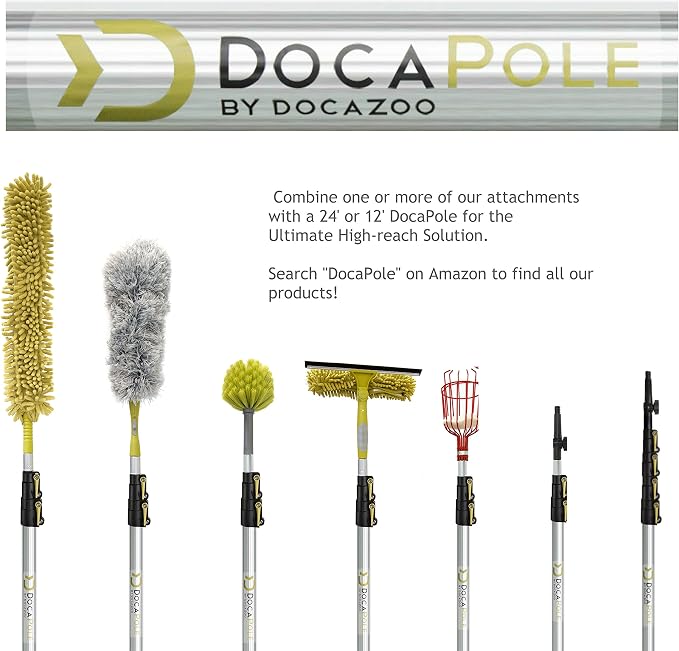 DOCAZOO Scrub Brush Pole Attachment | Hard Bristle Scrub Brush & Outdoor Broom for Extension Poles - Cleans Decks, Patios, House Floors & Cars