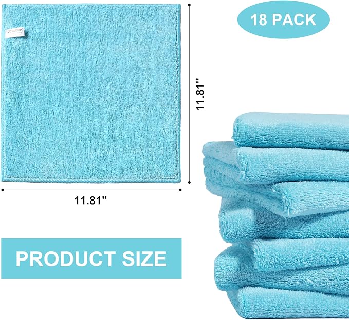 JOYMOOP Microfiber Cleaning Cloths Cyan, 11.8" x 11.8" Kitchen Towels – Reusable Cleaning Rags, Lint-Free, Super Absorbent Cleaning Cloths for Kitchen, Car, and Household Cleaning