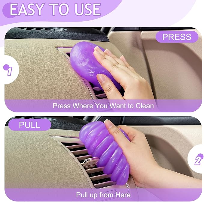 TeSabMi Car Cleaning Gel Car Cleaning Putty Car Putty Car Interior Cleaner Car Slime Car Detailing Kit Car Accessories Gifts for Men Women Stocking Stuffers Purple