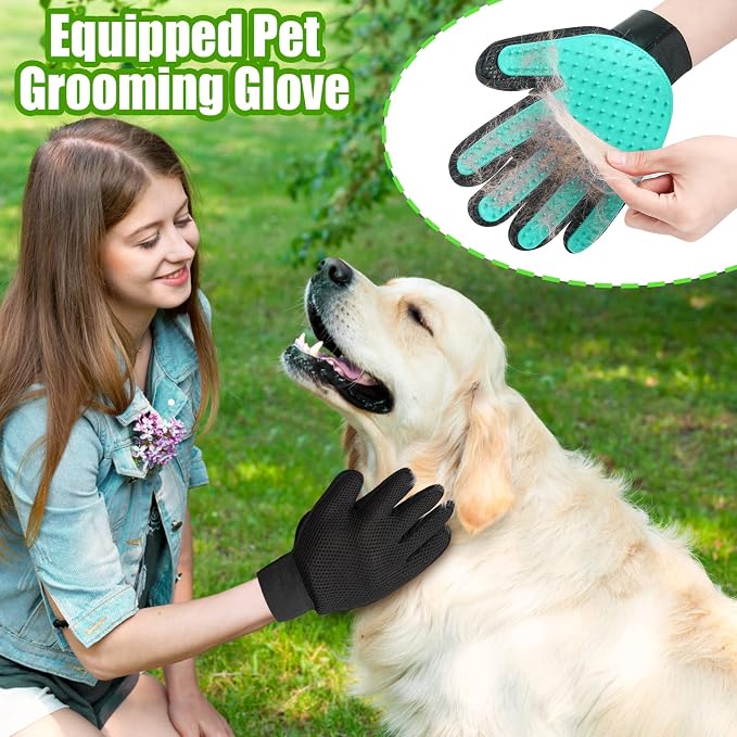 Upgraded Dog Wash Hose Attachment, 8-in-1 Sprayer Mode Garden Hose Nozzle | with Pet Grooming Glove, 100cc Soap Dispenser Bottle, Adopted in Watering Flowers, Car Wash, Dog and Horse Showering