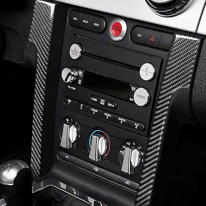 Real Carbon Fiber Trim for Ford Mustang GT Shelby Accessories | for 2005 2006 2007 2008 2009，Central Console Instrument Side Strips，Thick Overlay Sticker Decal