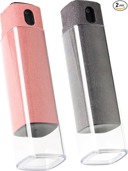 CUIUD Touchscreen Screen Cleaner Kit 2 Pcs, Phone, Tablet and Car Screen Cleaner, Two in One Spray and Microfiber Cloth(Grey&Pink)