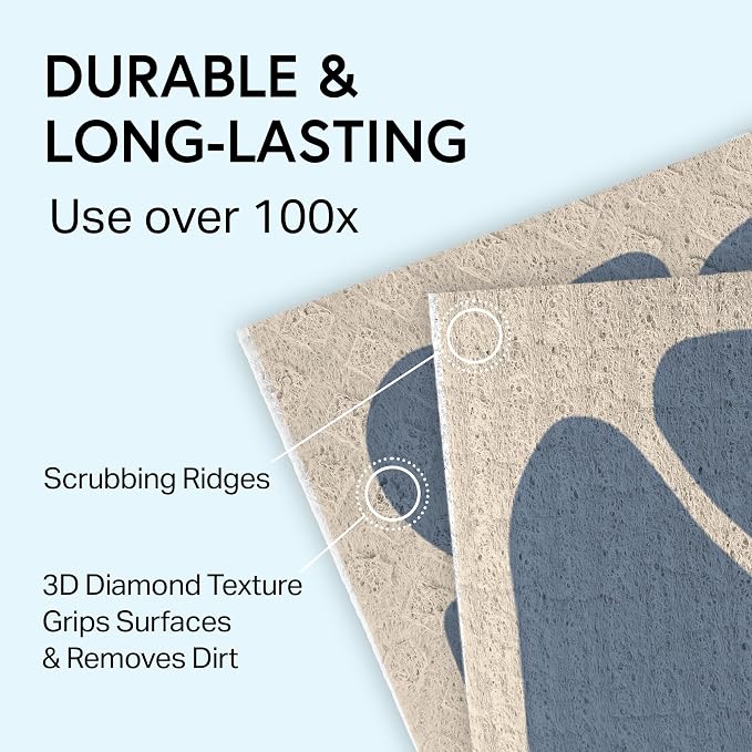 Swedish Wholesale Dishcloths Reusable 8" x 7" Sponge Cloths, Bulk 10 Pack of High Absorbent Cellulose Dish & Kitchen Cleaning Hand Towels, Wring to Dry & Machine Wash, Odor Resistant, Retro Flower