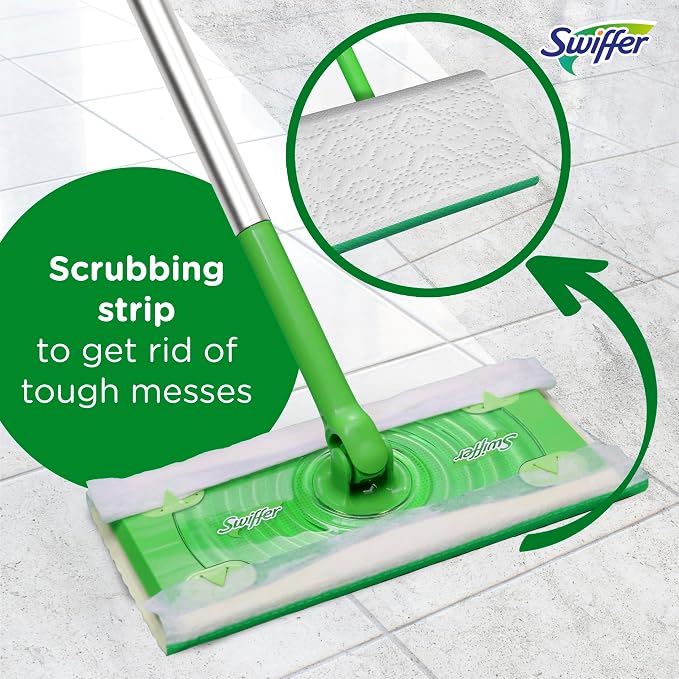 Swiffer Sweep + Mop, Wet Pads Refill, Microfiber Floor Cleaner for Dirt, Dust, Hair, Cleaning Cloths for Mopping Home, Bathroom, Kitchen, All Purpose Multi-Surface Floor Wipes, Fresh, 24ct