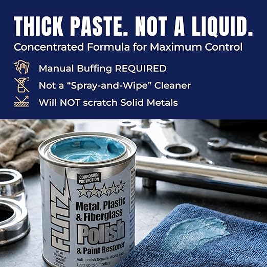 Flitz Metal Polish Paste - 2lb Can of USA-Made Polish for Solid Chrome, Stainless Steel, Aluminum - Non-Abrasive for Light Oxidation - Requires Manual Buffing - Not for Plated/Coated Surfaces (3 Pack)