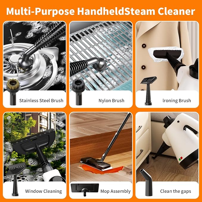 Steam Mop, Detachable Steam Cleaner 16-in-1 Lightweight Handheld Steamer for Hardwood Floors, Home, Tile, Clothes, Windows Cleaning