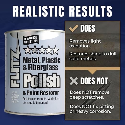 Flitz Metal Polish Paste - 2lb Can of USA-Made Polish for Solid Chrome, Stainless Steel, Aluminum- Non-Abrasive for Light Oxidation - Requires Manual Buffing - Not for Plated/Coated Surfaces (6 Pack)
