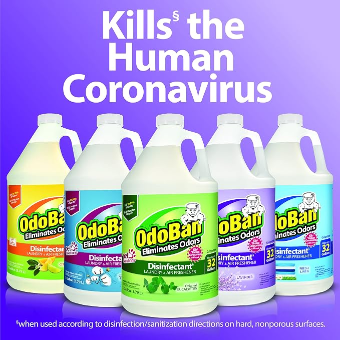 OdoBan Disinfectant Concentrate and Odor Eliminator, Made in the USA, Lavender Scent, 4 Gallons