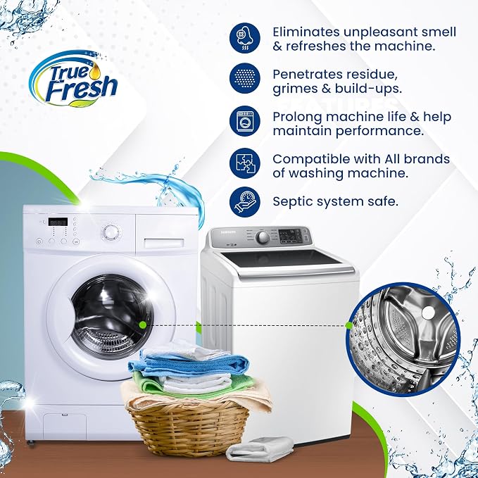 72 Tablets Combo Pack – 48 Dishwasher & Washing Machine Cleaner Tablets + 24 Garbage Disposal Cleaner & Deodorizer Tablets- Removes Limescale, Buildups and mineral deposits