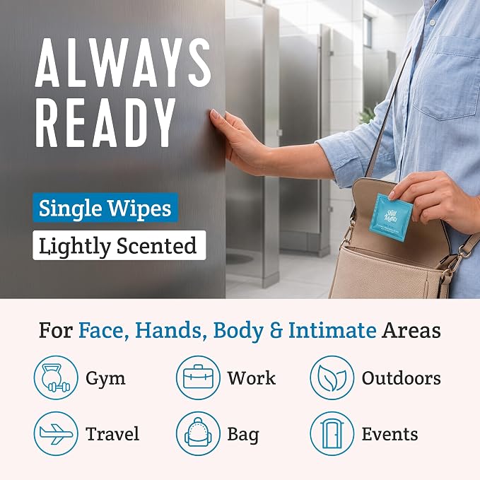 Stall Mates - Flushable Wipes, Individually Wrapped, Travel Friendly, Scented with Cucumber, Vitamin-E & Oat, (30 on-the-go singles)