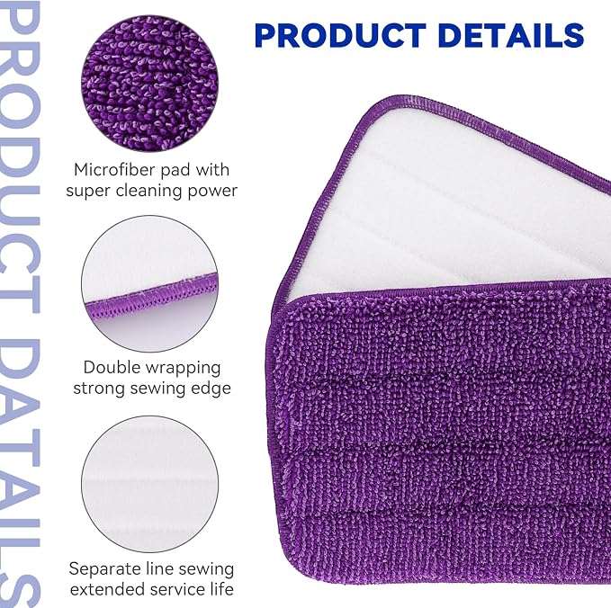 Replacement Mop Pads Fit for Rubbermaid Commercial 18" and 17" Mop - 10 Pack Wet & Dry Commercial Cleaning Reusable Refills Fit for Any Microfiber Flat System 18" and 17" (Colourful)