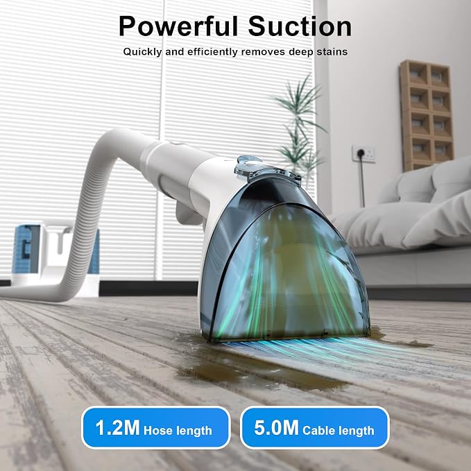 Carpet Cleaner Machine Upholstery - 450W Shampooer Couch Cleaning Portable Vacuum Rug Sofa Car Seat Fabric Mattress Pet Spot Extractor for Furniture Water Hand Held Scrubber Small Deep Washer