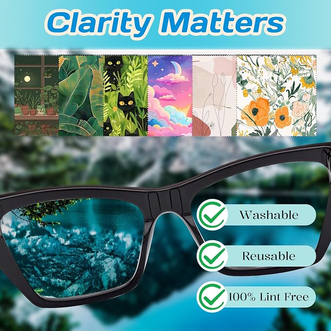6 PCS Glasses Cleaning Cloth Eyeglass Lens Cleaning Cloth Eyeglasses Wipes Microfiber Reusable Soft for Phone Screens Camera Unisex Women Girls Cute Aesthetic (6.3"x6.3")-Orange Flower