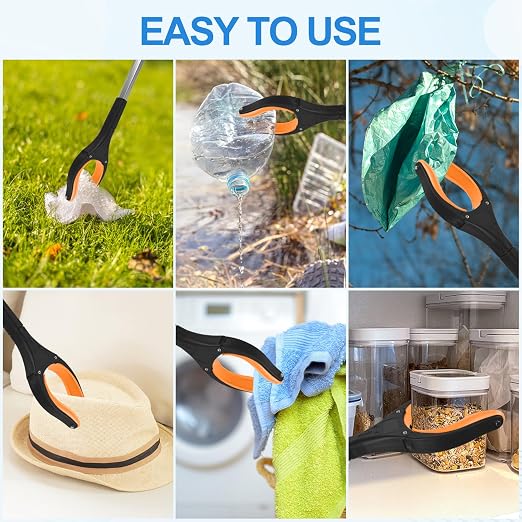 6 Pack 32 Inch Commercial Trash Grabber for Elderly Assist, Heavy Duty Lightweight Reacher with Ergonomic Handle & Non-Slip Grip, Multi-Use Outdoor Home Garden Cleanup Mobility Aid Tool