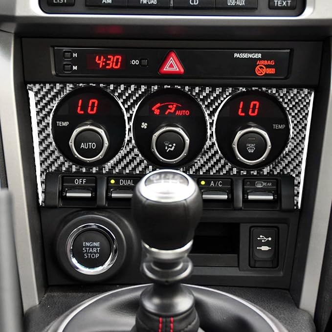Real Carbon Fiber Trim for Subaru Accessories | for BRZ 2016 2017 2018 2019 2020 Air Conditioner A/C Control Button Interior Thick Overlay Decal - A