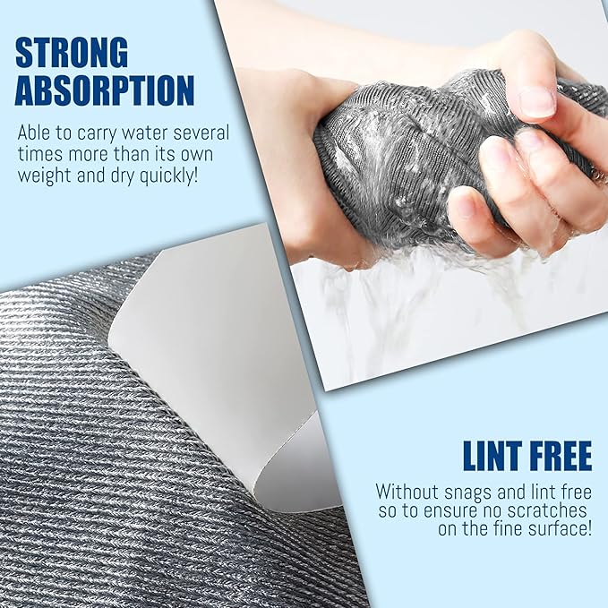 Glass Polishing Streak Free Miracle Cleaning Cloth, Sliver-Orange Blue | Lint Free Microfiber Cleaning Rags for Glasses Kitchen Dish Mirrors Easy Clean, 16 x 12 Inches, Pack of 8