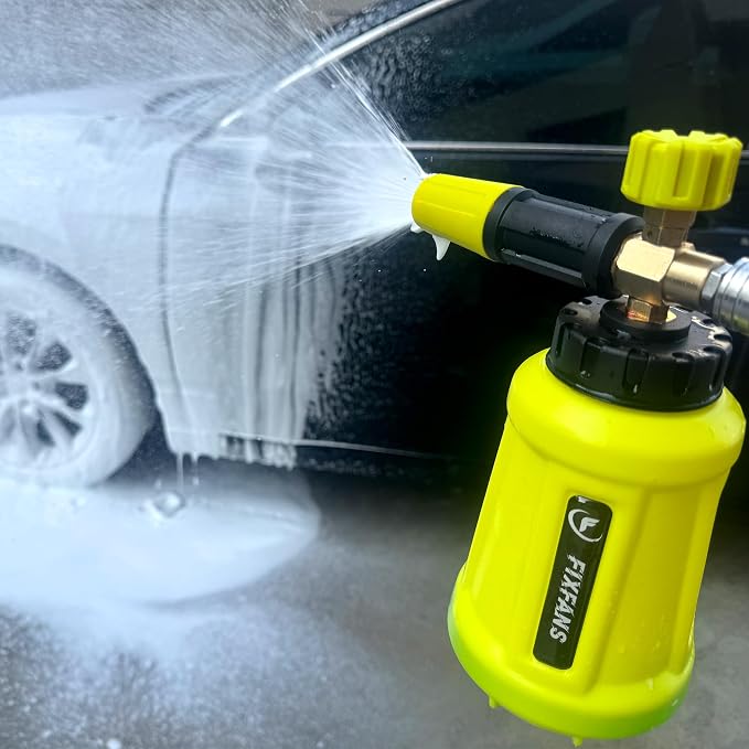 FIXFANS Foam Cannon, Compatible with Portland Husky Ryobi Pressure Washer | Wide Neck Pressure Washer Foam Lance, Power Washer Foam Blaster, 1/4 Inch Quick Connector, 5 Nozzles, 1L