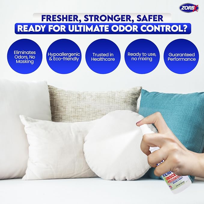 ZORBX Unscented Odor Eliminator Spray 2 Oz 24-Pack, Bulk, Hospital-Grade | Permanent Odor Remover for Incontinence, Pet & Human Urine, Strong Odors, Carpet, Fabric, Upholstery, Home & Commercial Use
