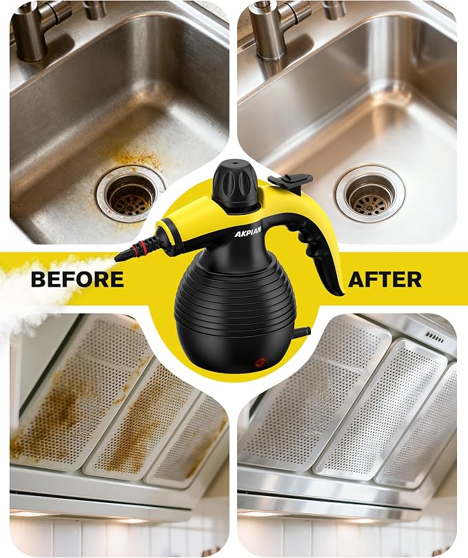 Handheld Steam Cleaner, 221°F Steamer with 10 Accessories & Safety Lock