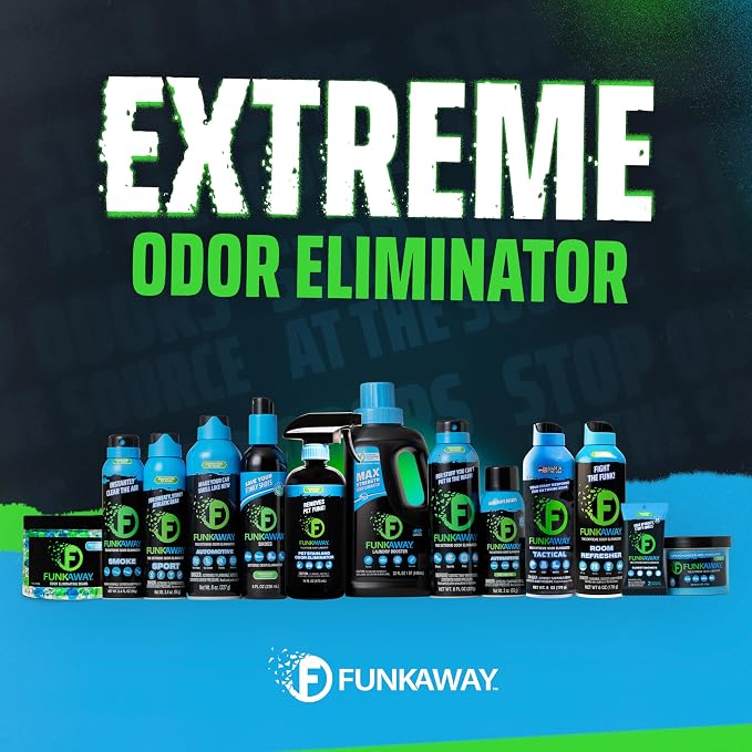 FunkAway Odor Eliminator Spray for Shoes, Clothes and Gear, 3.4 oz., 12 Pack, Non-Aerosol; Mini Size for Travel, Ideal for Gym Bag, Purse, Locker or Suitcase