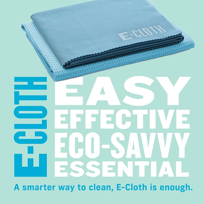 E-Cloth Microfiber Window Cleaning Cloth Kit - Glass Cleaning Cloth for Windows, Mirrors, Cars, Lenses, Eyeglasses, & More, Streak Free Clean, Machine Washable Reusable Towel - Alaskan Blue | Chemical-Free Cleaning - Reusable & Machine Washable Towel, ...