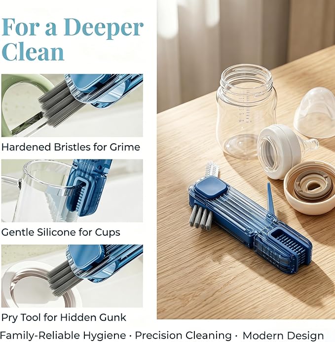 VIDONIO 4 in 1 Cup Lid Gap Cleaning Brush, Multifunctional Insulation Bottle Cleaning Tools, Mutipurpose Tiny Silicone Cup Holder Cleaner, Home Kitchen Cleaning Tools