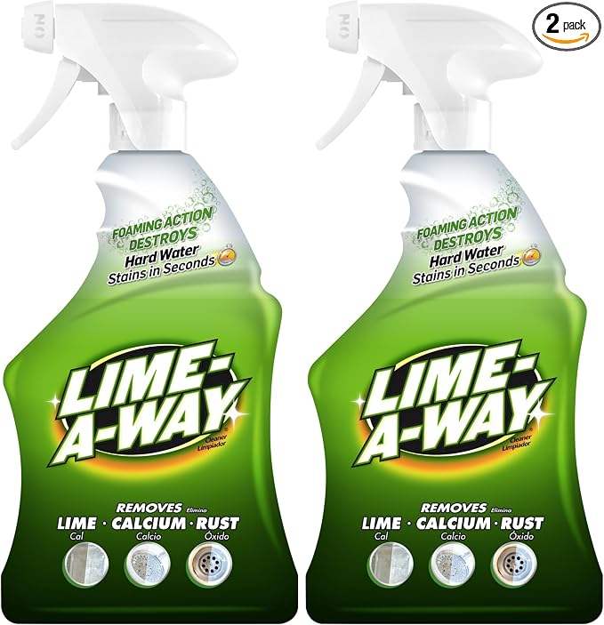 Lime-A-Way Hard Water Stain Remover Spray, Removes Lime, Calcium & Rust in Seconds, Bathroom Cleaner, 22 fl oz (2-count)