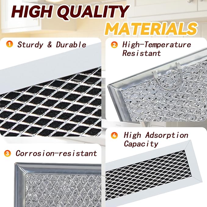 Microwave Filter Compatible with GE JVM3160RF1SS,JVM3160RF2SS, JVM3160RF3SS,JVM3160RF4SS, JVM3160RF5SS,JVM3160RF6SS(Charcoal&Grease Filter Set)-OEM Quality