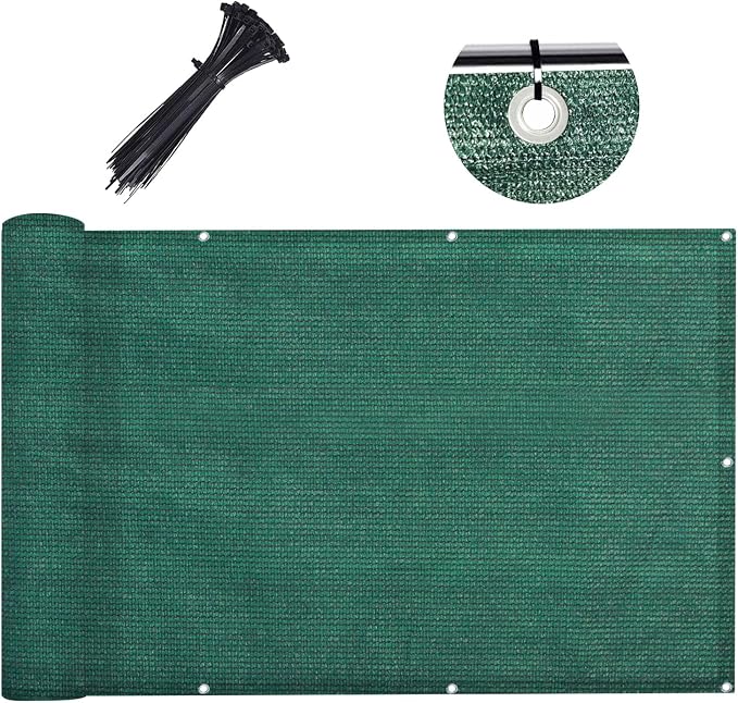 LOVE STORY 3' x 10' Balcony Privacy Screen Cover for Apartment, Dark Green | HDPE Fabric, 95% UV Block, Fence Cover for Patio Deck, Railing Screen for Porch, Privacy Protective, Custom Size Available