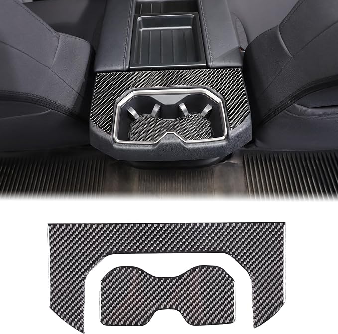 Aunginsy Car Rear Seat Central Armrest Cup Holder Cup Panel Trim Sticker Compatible with Toyota Tundra/Sequoia 2022-2024 Car Back Center Console Cup Holder Decorative Frame Protect Cover Accessories