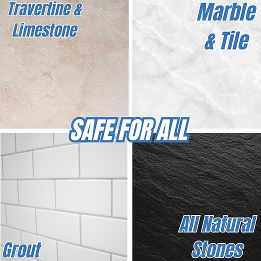 Natural Stone Shower Sealer Quart + Ultimate Grout Cleaner with Brush Quart (2-Pack) – Seals & Protects Showers, Deep Cleans Tile & Grout
