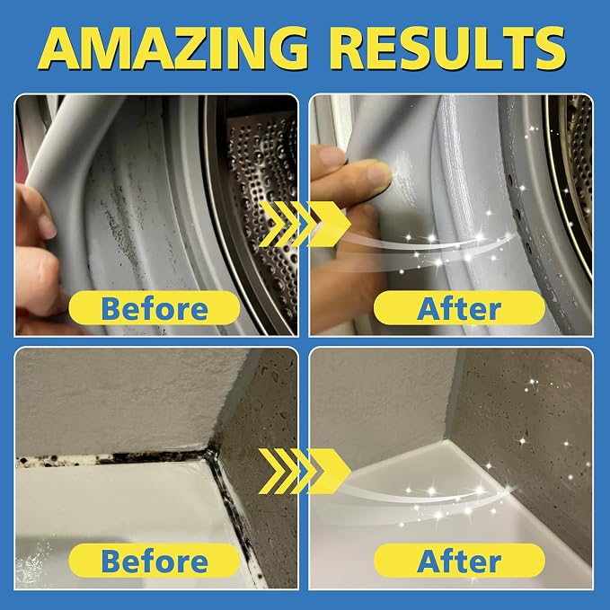 Home Stain Remover Gel, Heavy Duty Stain Cleaner, Deep Clean for Front Loader Washing Machine Seal, Refrigerator Strips, Rubber Gasket, Bathroom Grout, Tile, Shower, Caulk - 8 fl oz