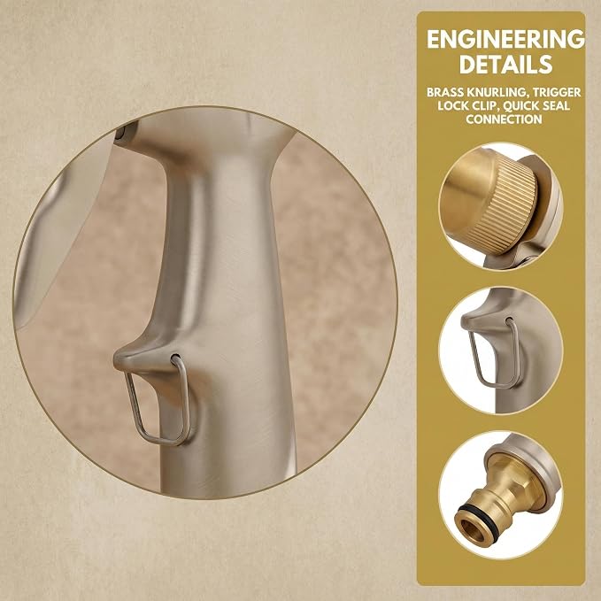 Garden hose nozzle spray, heavy metal high-pressure water gun, rotating can obtain different types of spray, watering plants and lawn, car washing, yard and pets (Short nozzle quick connection)