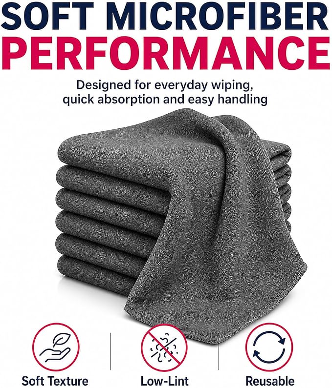 6Pcs XXL Genie Magic Cleaning Cloth, Microfiber Cleaning Cloths | Reusable, Lint-free and Streak-free Cloths for Mirrors, Windows, Kitchens, Bathrooms, Cars & Screens