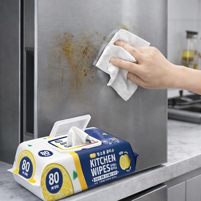 Kitchen Cleaning Wipes (80 Count) – Professional Grease & Oil Remover for Microwave, Air Fryer, Cooktops, Stoves & Appliances – Multi-Surface Disposable Cloths for Sparkling Clean Surfaces