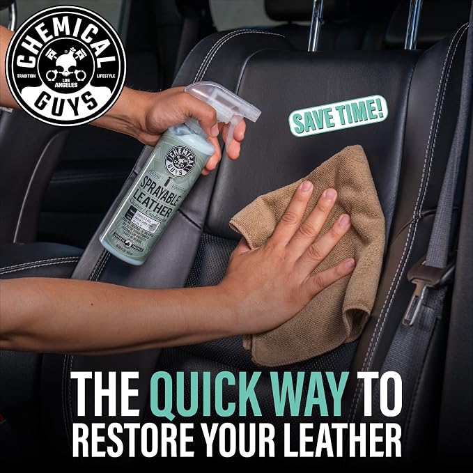 Chemical Guys SPI_103 Sprayable Leather Cleaner and Conditioner in One for Interiors, Apparel, and More (Works on Natural, Synthetic, Pleather, Faux Leather and More) Leather Scent, 128 fl oz (1 Gal) | One-step spray cleans and nourishes leather, vinyl...