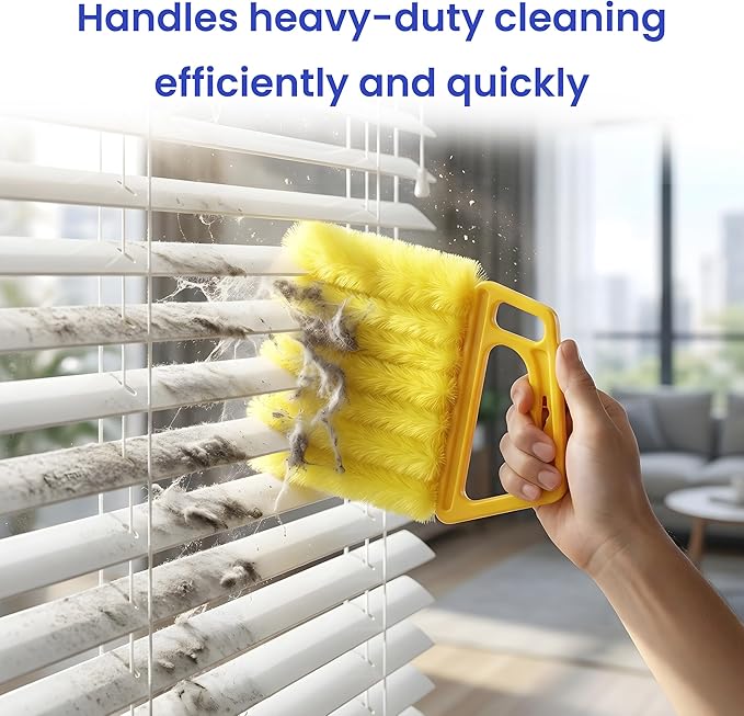 Blind Cleaner Duster Tool - 3 Pcs 7 Fingers Anti-Shedding Window Blind Cleaner Tool, with High-Density Microfiber Fleece and Ergonomic Handle, Detachable and Washable