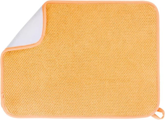GeeRic Microfiber Dish Drying Mat, Super Absorbent Kitchen Dish Drying Pad, Reversible Gift Mats for Countertop, 12 * 16 inch Yellow