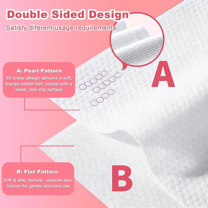 100 Count Disposable Face Towel, Dual-Textured Facial Wash Cloth | Ultra Thick Soft Cotton Disposable Washcloths for Washing & Drying, Facial Tissue for Cleansing, Skincare and Makeup Remover