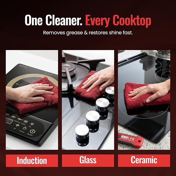 Stovetop CPR 2-in-1 Glass Stovetop Cleaner and Glass Polish(18oz) + Scrapper Blade-Ceramic Top Stove Cleaner, Oven Top, Cooktop, Electric Stove Ceramic