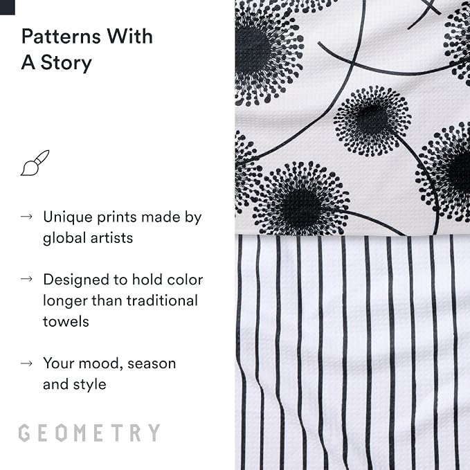 GEOMETRY Kitchen Tea Towels - Quick Dry Microfiber Dish Towels for Kitchen Linen Breeze, 18" x 30" 2 Pack