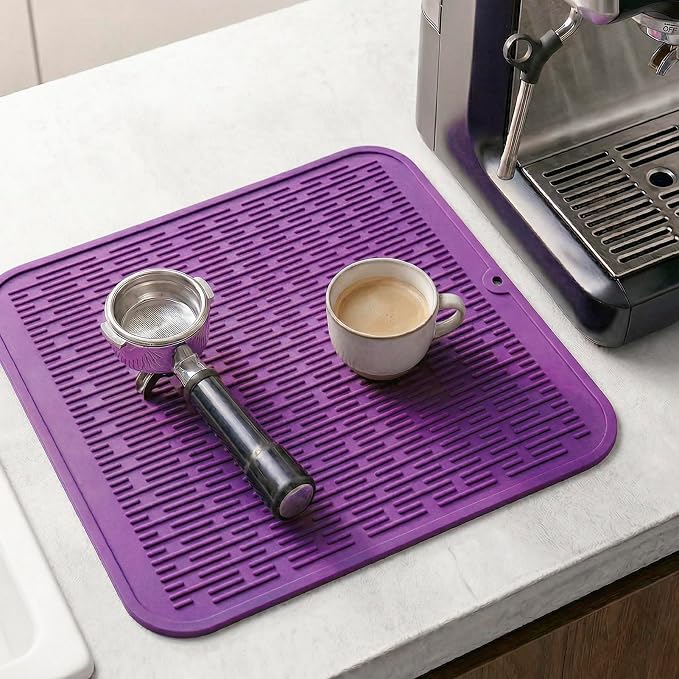 MicoYang Silicone Dish Drying Mat for Multiple Usage,Easy clean,Eco-friendly,Heat-resistant Silicone Mat for Kitchen Counter or Sink,Refrigerator or Drawer Liner Purple XL 18 inches x 16 inches
