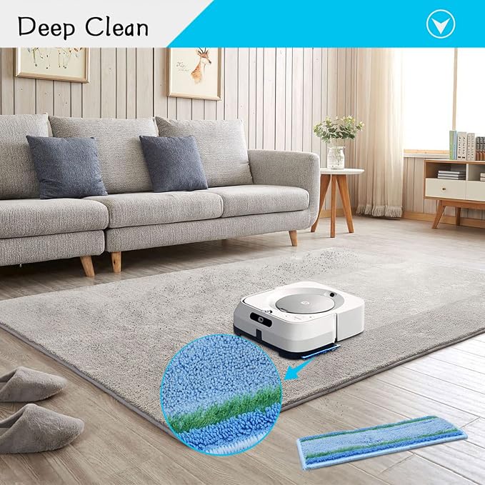 8 Pack Upgraded M6 Wet Mopping Pads for iRobot Braava Jet M6 Mops | for iRobot Washable Reusable Mop Pads M6 Series 6110 6012 6112 6113 Ultimate Robot Mop Replacement Parts Accessories